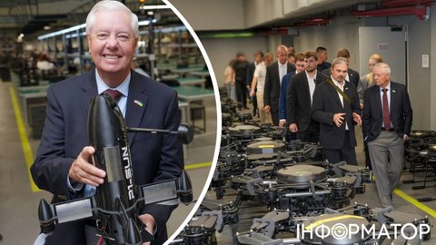 Сенатор США Ліндсі Грем побував на виробництві українських дронів P1-SUN та інших