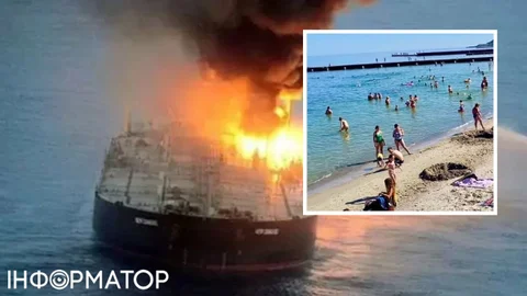 Шахед попал по судну возле Одессы прямо на глазах у отдыхающих на переполненном пляже