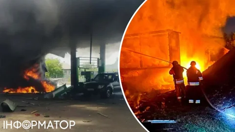 Дрон Молния попал в АЗС в Харькове