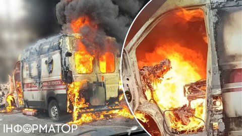 Російський дрон атакував "швидку" у Херсоні - автомобіль згорів ущент, є поранені