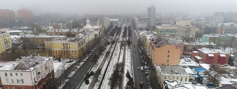 Как выглядит проспект Дмитрия Яворницкого с высоты
