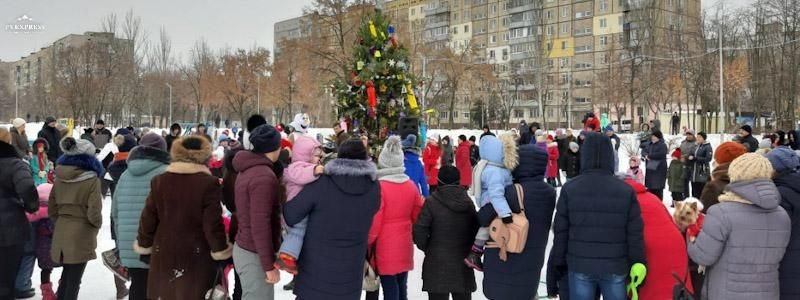 В Днепре жители самостоятельно установили новогоднюю елку у себя в районе