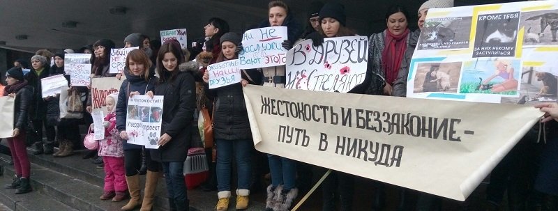 Жители Днепра митингуют против жестокого обращения с животными (ФОТО)