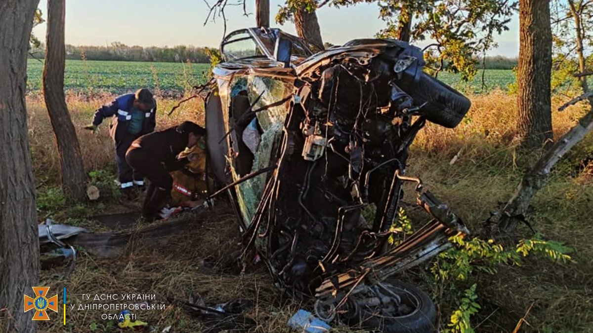 В Днепропетровской области BMW врезался в дерево и перевернулся: водитель погиб