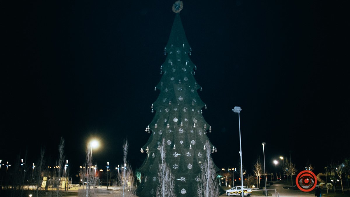 В Днепре в сквере Прибрежном появилась новогодняя елка