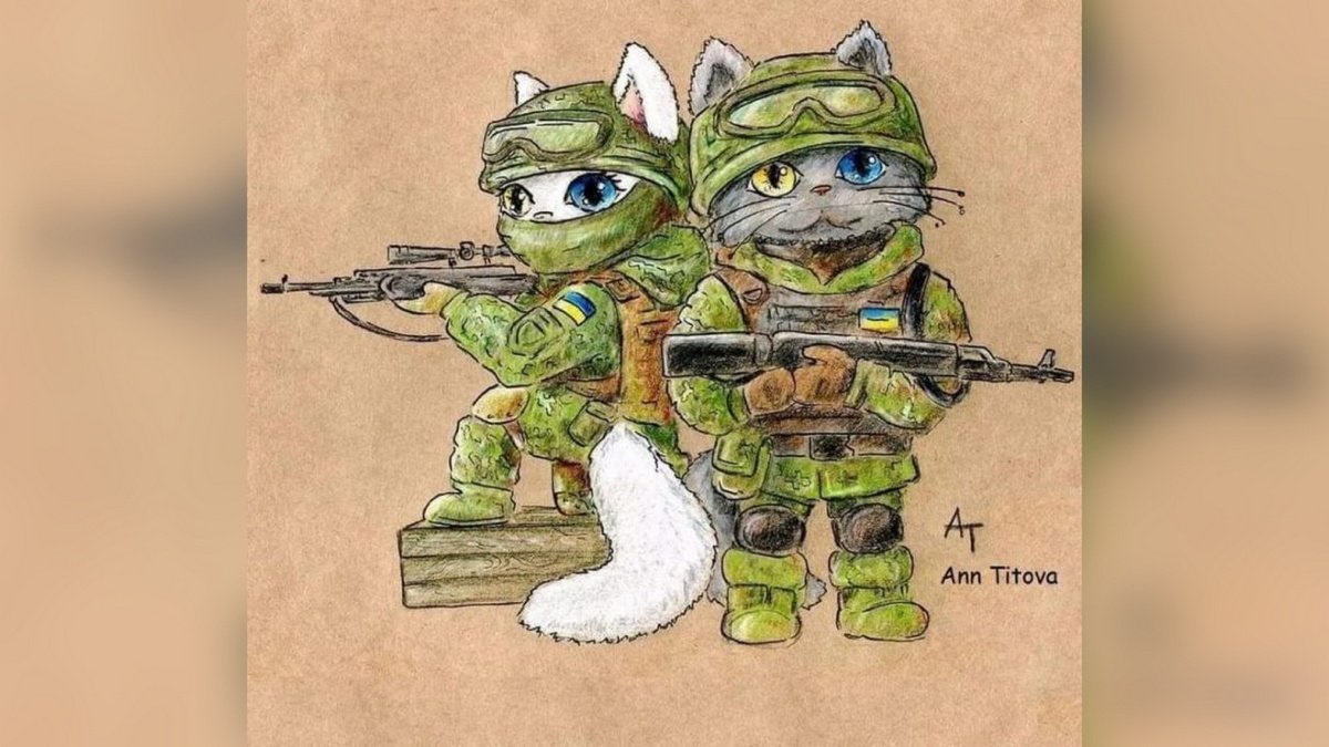 Художница из Днепра создала серию рисунков о котиках, которые защищают Украину