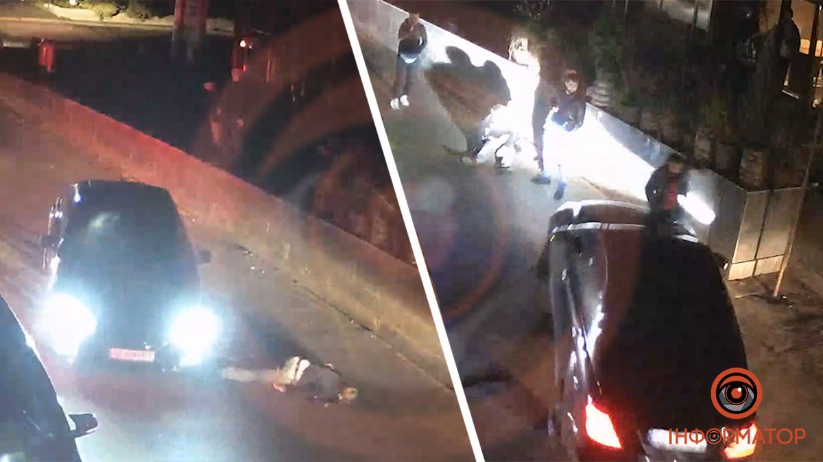 В Днепре на Баррикадной водитель Mercedes пытался задавить двух мужчин: видео момента