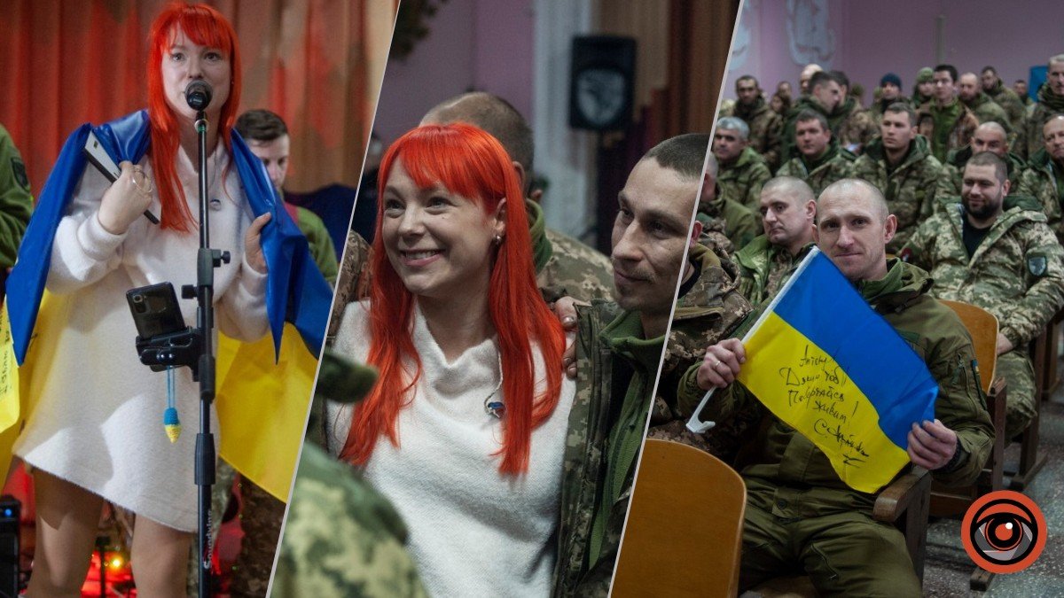 Українська співачка Тарабарова виступила перед воїнами 93-ї бригади із Дніпропетровської області