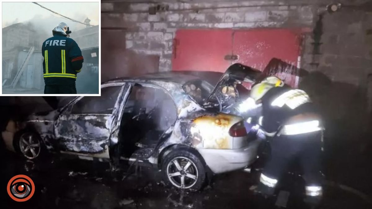 У Дніпрі на Автотранспортній біля гаражів спалахнув Daewoo Lanos