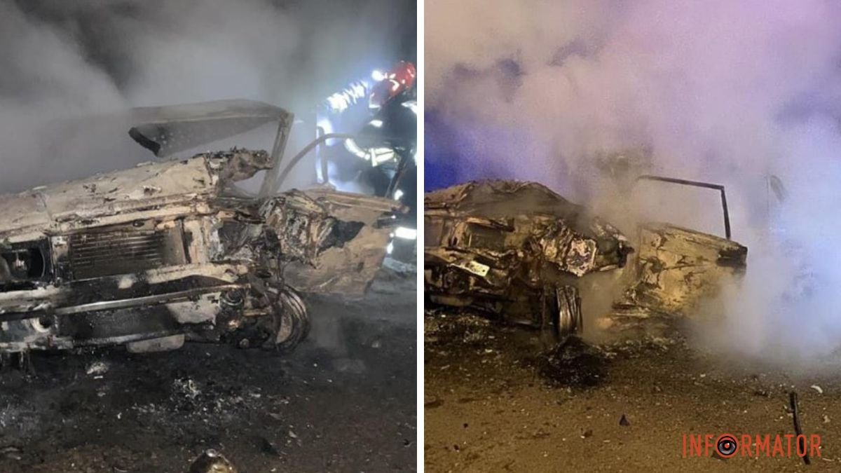 У Дніпропетровській області внаслідок зіткнення двох ВАЗ автівка зайнялася полум’ям: водій згорів у машині