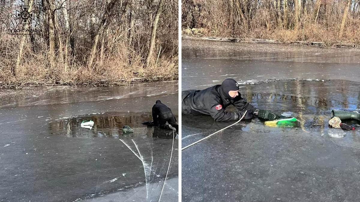 В Днепре у косы на Победе мужчина провалился под лед: тело доставали спасатели