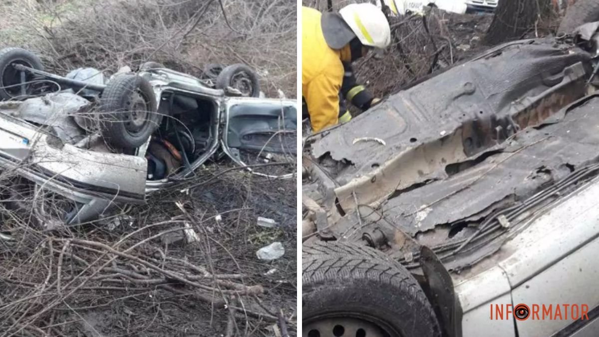 У Дніпропетровській області Daewoo вилетів у кювет та перекинувся: постраждали водій та пасажирка