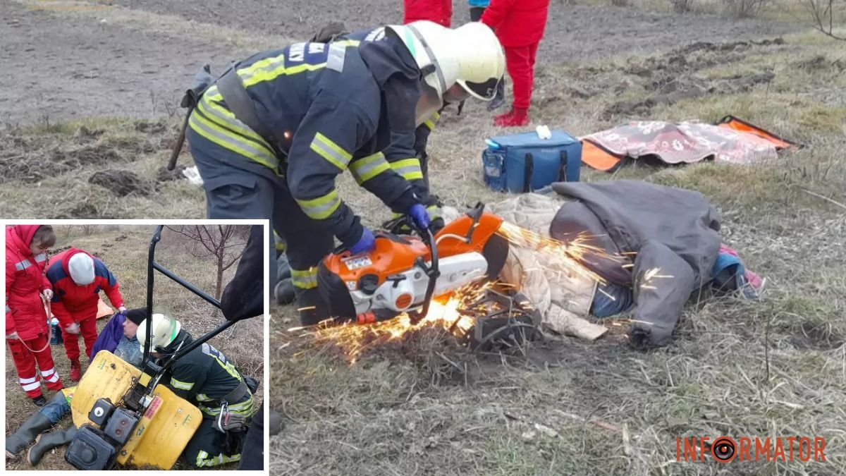 Застрягла нога: у Дніпропетровській області рятувальники дістали чоловіка з-під мотоблоку