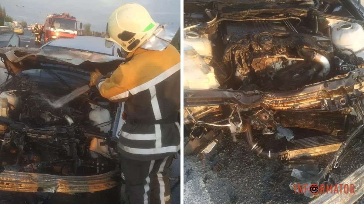 У Дніпропетровській області BMW врізався у відбійник та загорівся