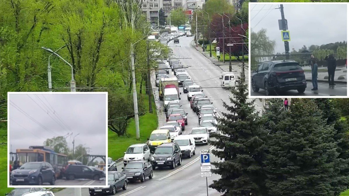 У Дніпрі на Січеславській Набережній зіштовхнулись Kia, Nissan та тролейбус: постраждав іноземець