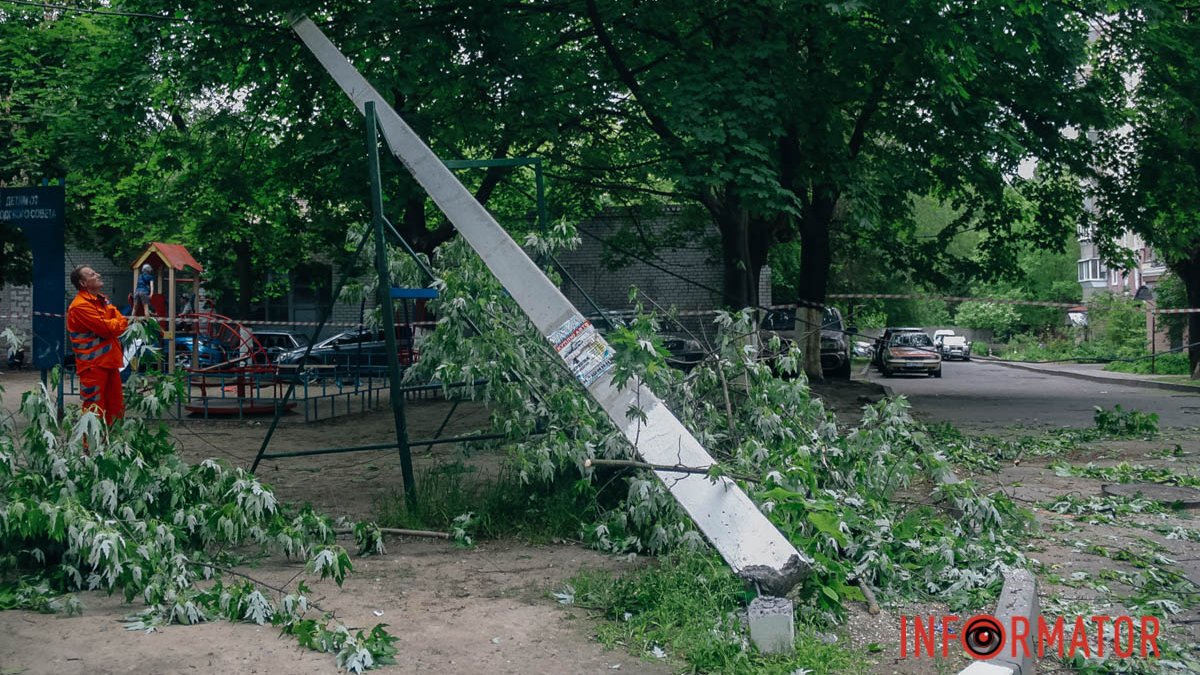 В Днепре на Гладкова дерево упало на авто и повалило электроопору