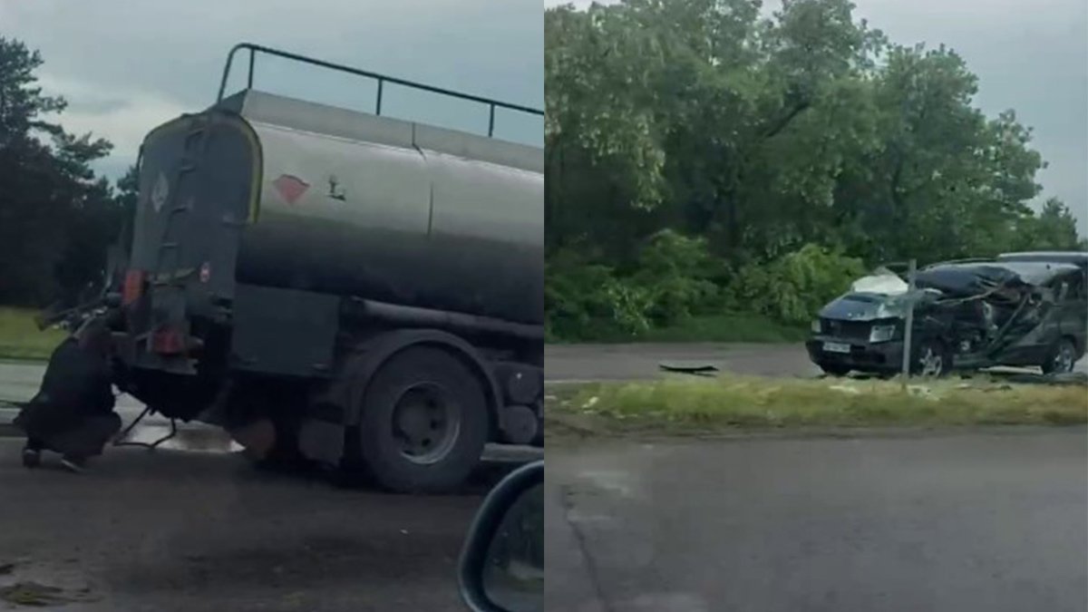 На трассе на выезде из Днепра столкнулись Mercedes и бензовоз: пострадал мужчина
