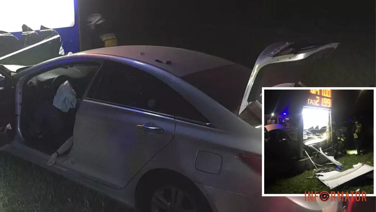У Дніпрі на Набережній Заводській Hyundai врізався у стелу АЗС: водій загинув