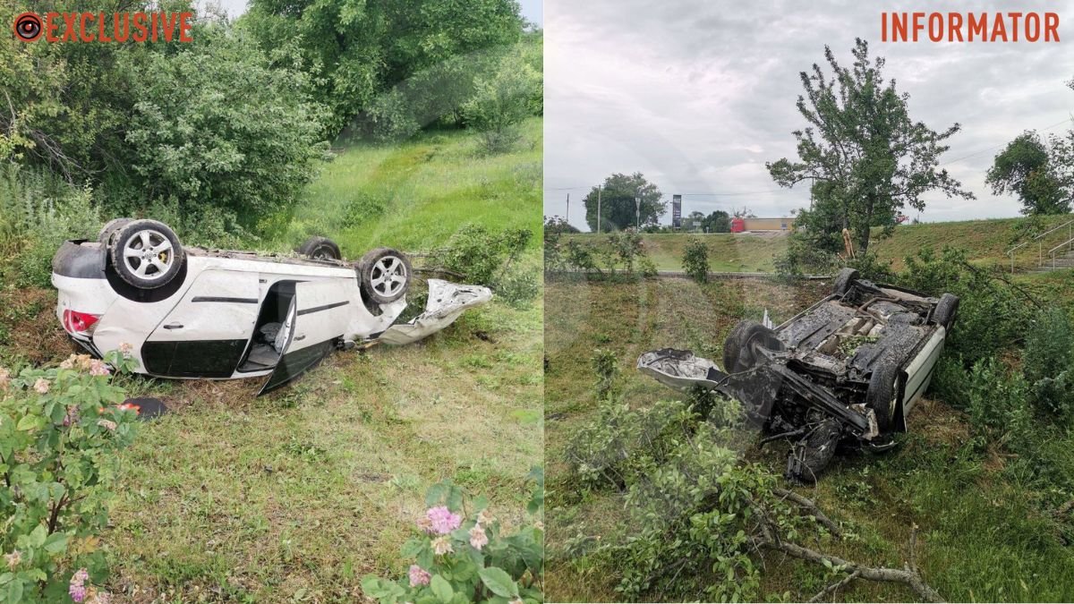 На автошляху "Дніпро-Миколаїв" Ford з'їхав у кювет та перекинувся на дах: постраждали троє людей