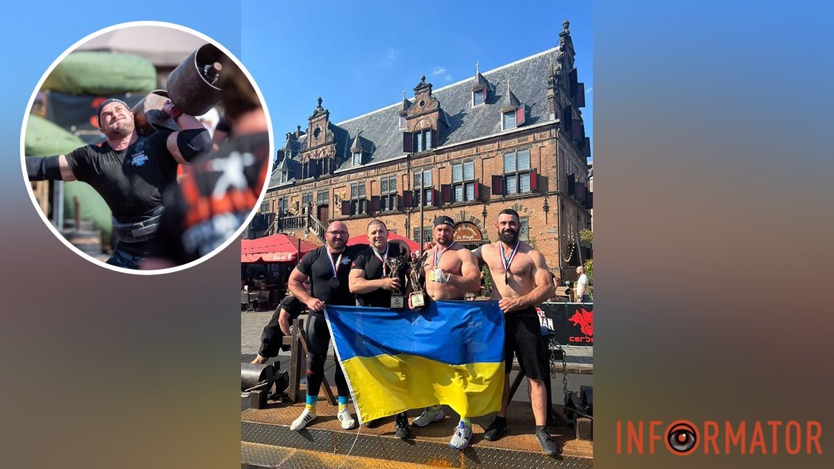 Пробег с 360-килограммовым коромыслом на плечах: днепрянин победил на парном чемпионате Европы по стронгмену