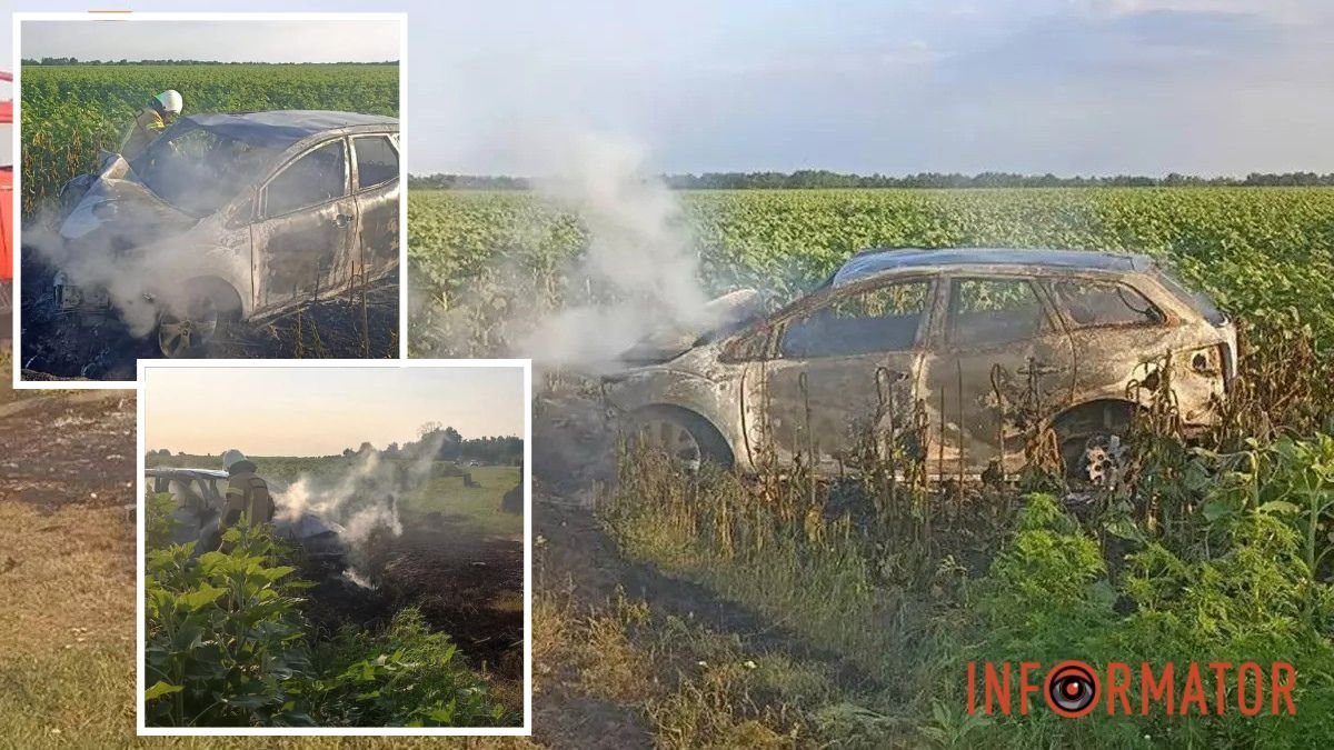 У Дніпровському районі під час руху спалахнула Mazda та з’їхала в кювет
