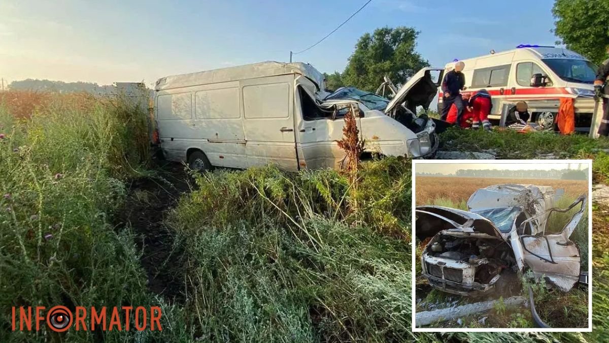 У Дніпропетровській області мікроавтобус Volkswagen злетів в кювет: водія затисло в авто