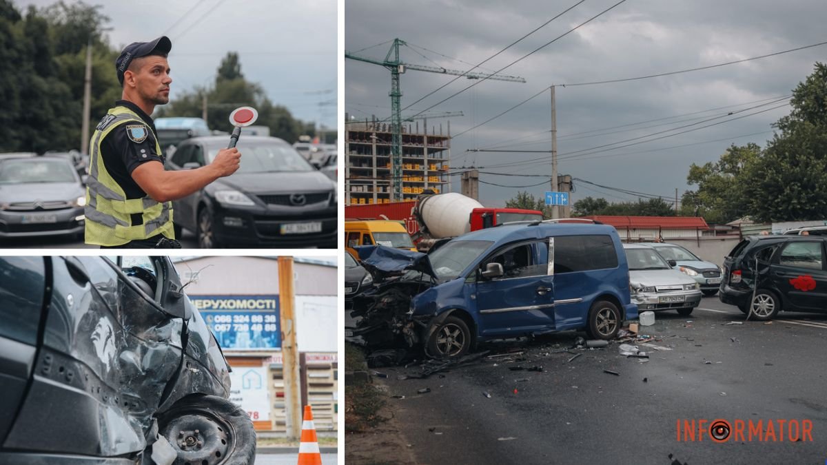 У Дніпрі на Калиновій зіткнулись Renault, ВАЗ, Volkswagen: рух паралізований