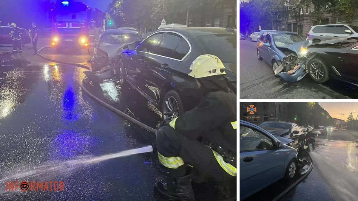 У Дніпрі на Січеславській Набережній лоб в лоб зіткнулись BMW та Chevrolet: постраждали 10-річна дитина та двоє дорослих