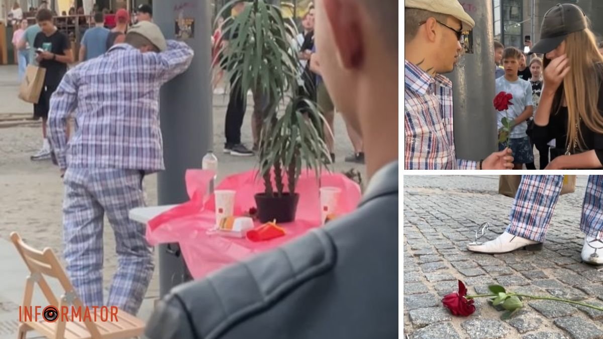Троянда, стовп та McDonald’s: у Дніпрі хлопець запросив на побачення панянку, яка “розводить” людей на їжу