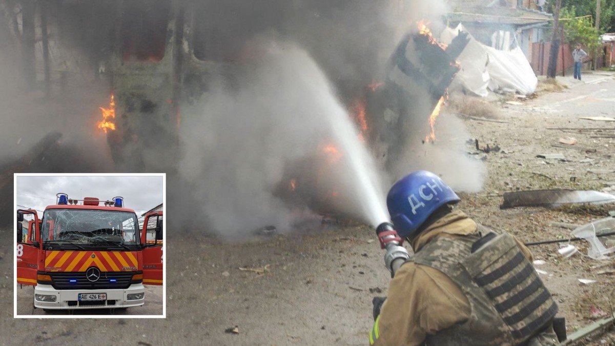 У Нікополі під час повторного обстрілу постраждали рятувальники, які гасили палаючий мікроавтобус