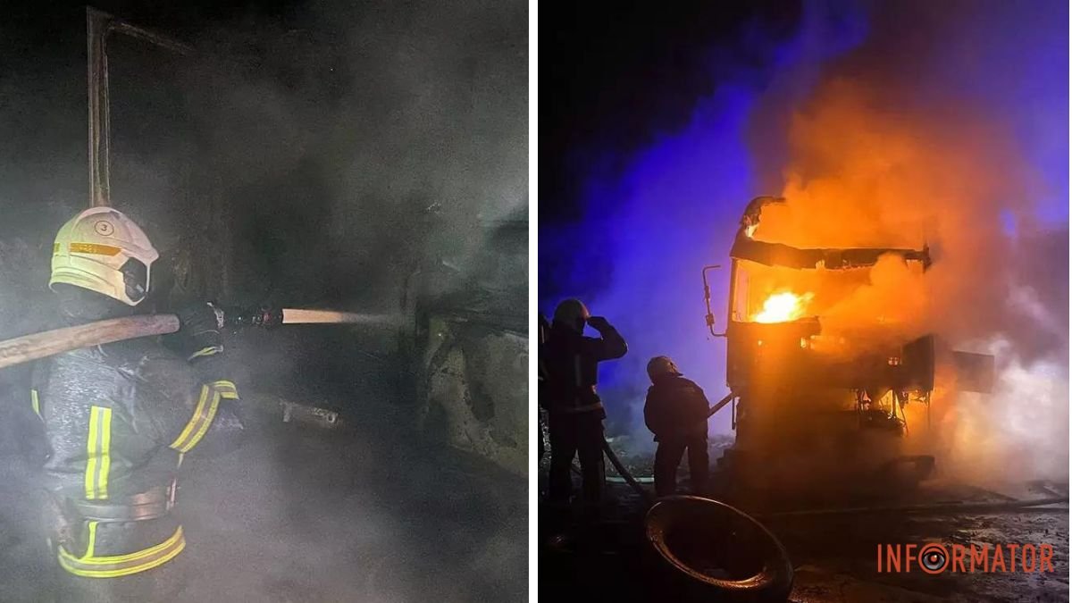 В Днепре на улице Теробороны на временной остановке загорелся грузовик