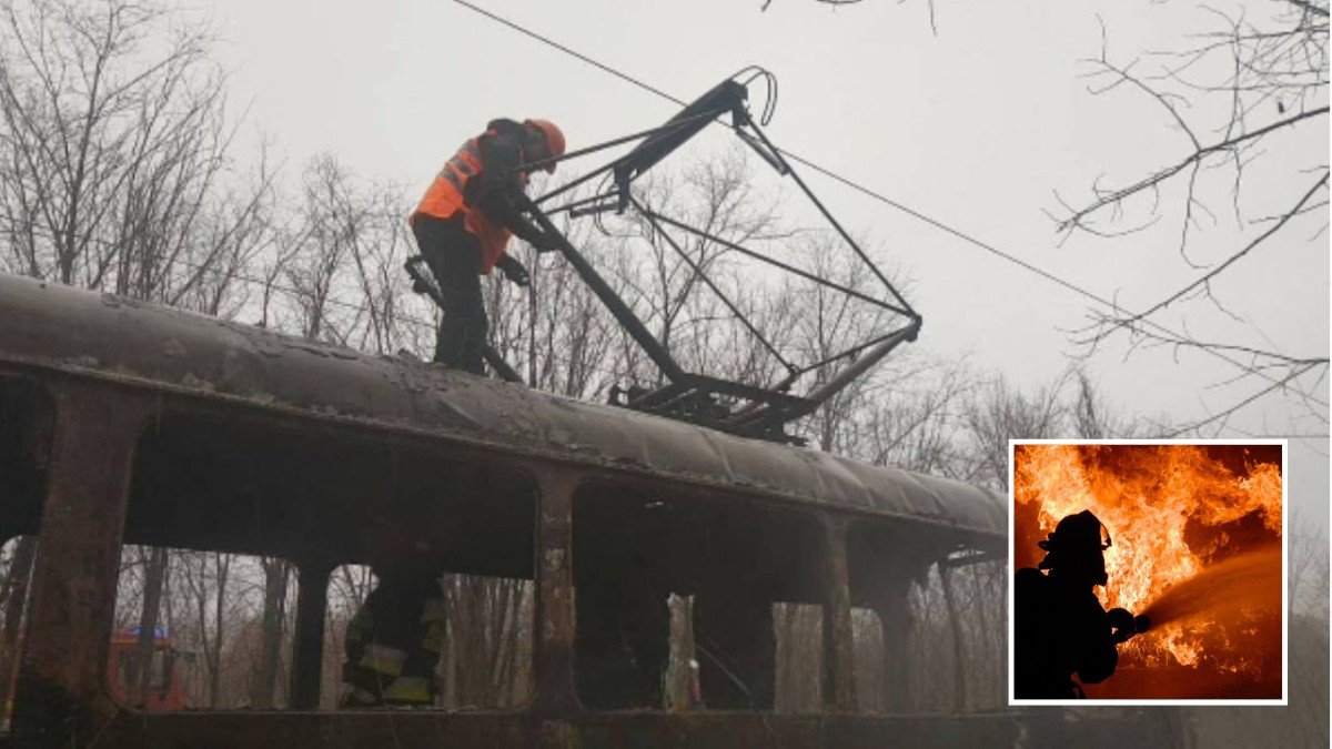 Внутри были люди: в Днепре сгорел вагон трамвая №11