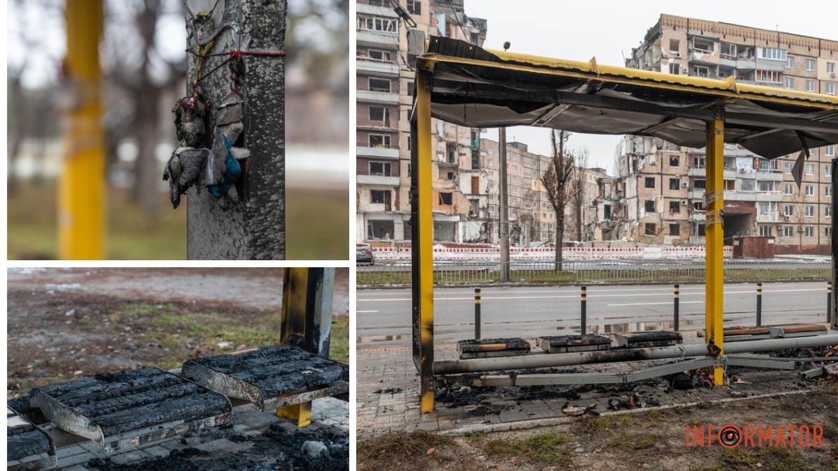 В Днепре сгорел «народный мемориал» возле дома 118 на Победе