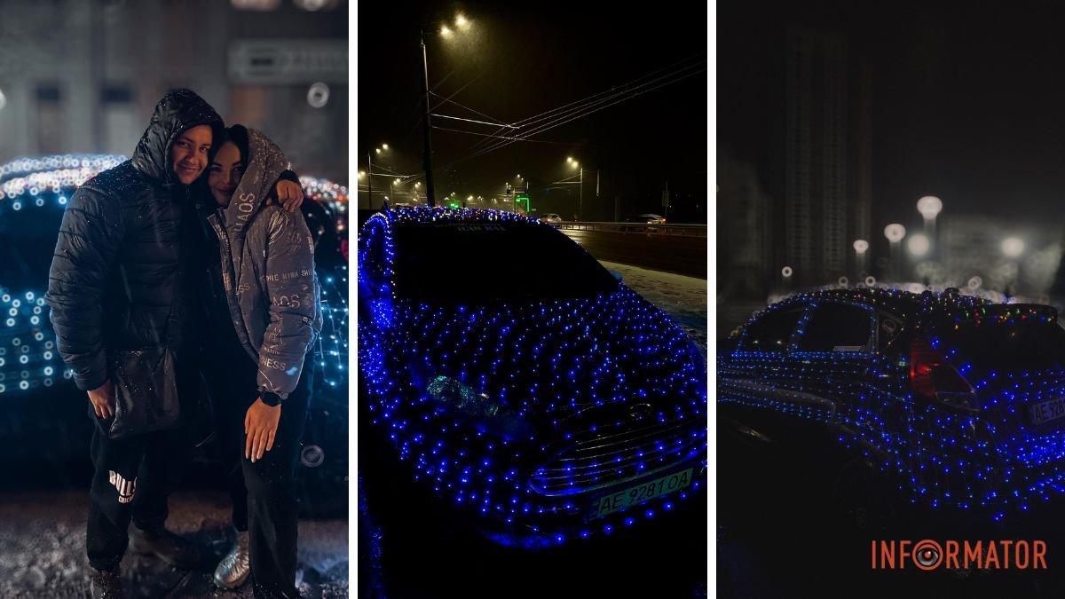 Частинка свята в сірі будні: на вулицях Дніпра помітили святковий новорічний автомобіль