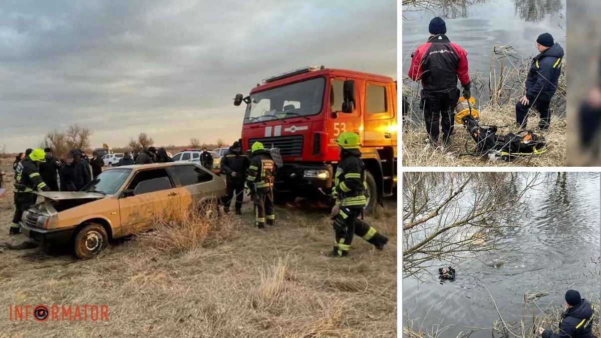 У Дніпровському районі ВАЗ заїхав у річку: авто діставали рятувальники