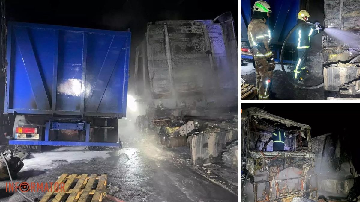 У Дніпрі на Тероборони палав ангар: згоріли дві вантажівки Renault