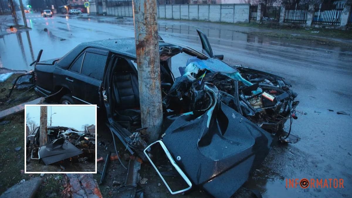 В Днепре на улице Зимних Походов Mercedes влетел в столб: водитель скончался в больнице