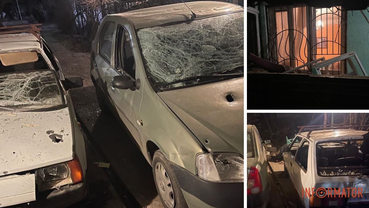 У Синельниківському та Дніпровському районах сили ППО збили два “Шахеди”: уламки впали на будинки та авто