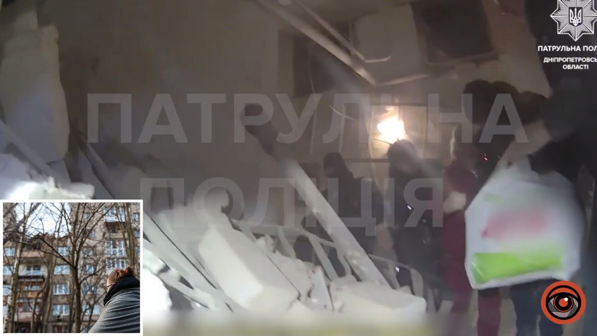 Відео з бодікамер: патрульні Дніпра показали перші хвилини влучання “Шахеда” по багатоповерхівці