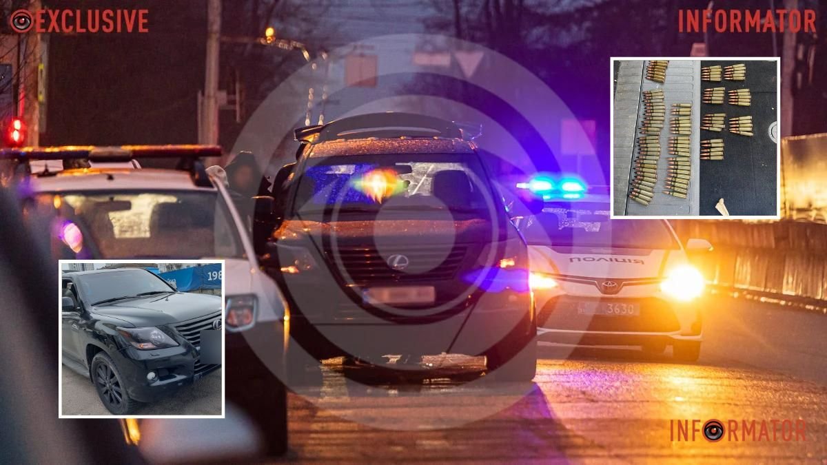 В Днепре на проспекте Яворницкого патрульные остановили Lexus с оружием и наркотиками: подробности задержания