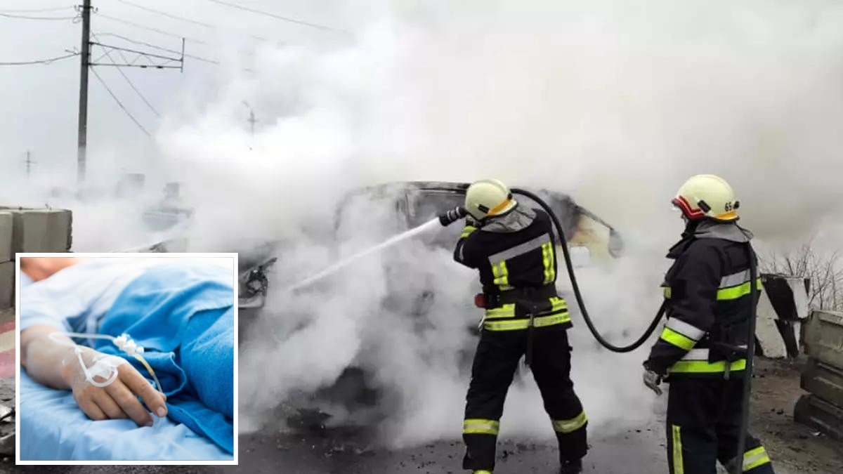 На трассе Днепр-Кривой Рог Lexus врезался в блокпост: травмы водителя и полицейского
