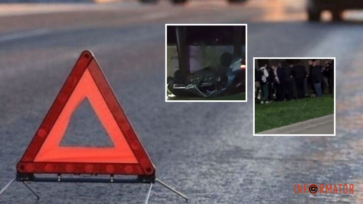В Днепре на Караваева ЗАЗ столкнулся с BMW и перевернулся на крышу: одного из водителей госпитализировали