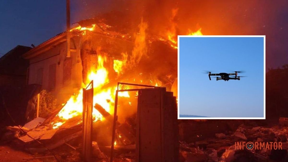 Армия рф ударила дронами-камикадзе по Никополю: загорелся частный дом