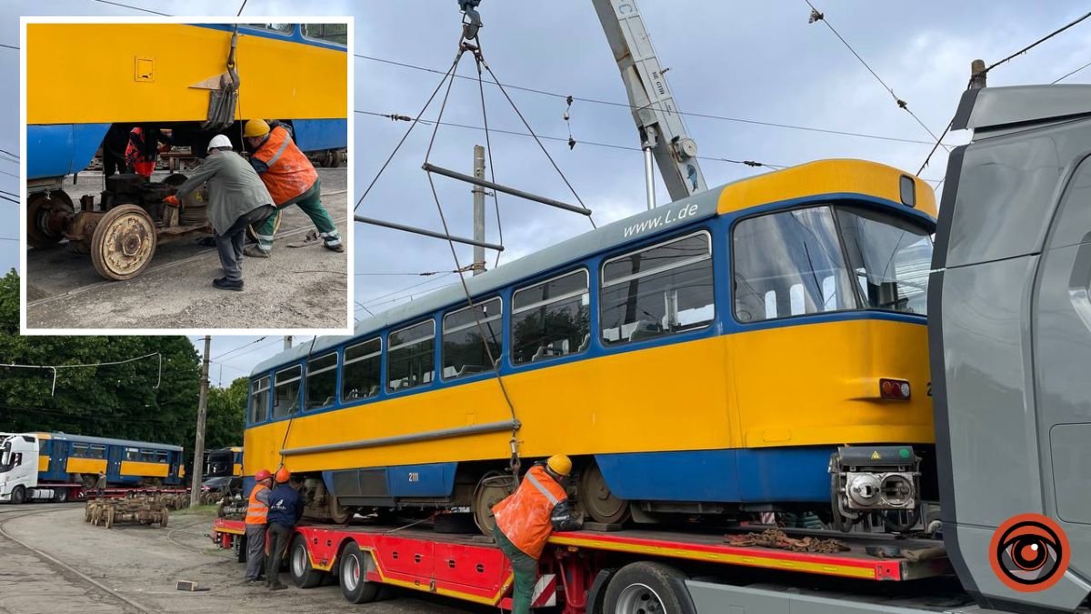 В Днепр привезли 7 трамвайных вагонов из Лейпцига