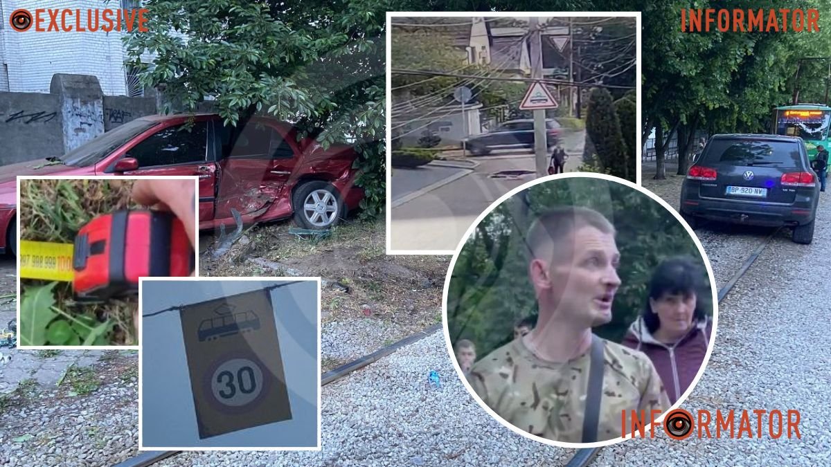 В Днепре пьяный военный на Volkswagen влетел в припаркованные авто и угрожал окружающим: видео момента и какой была скорость