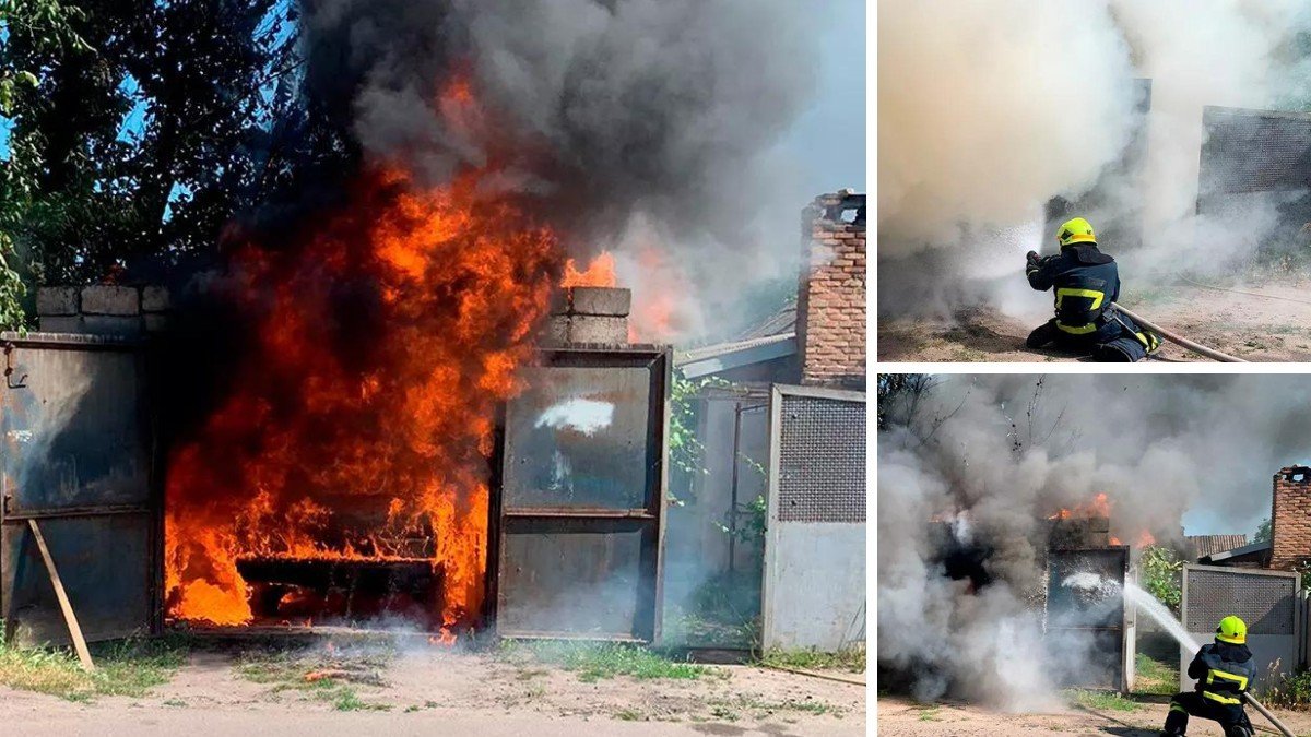 В Днепропетровской области горел гараж с ВАЗ внутри