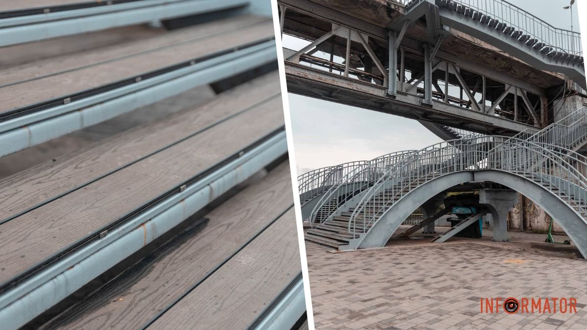 В Днепре отремонтировали аварийную деревянную лестницу к мосту на Монастырский остров: проход открыт