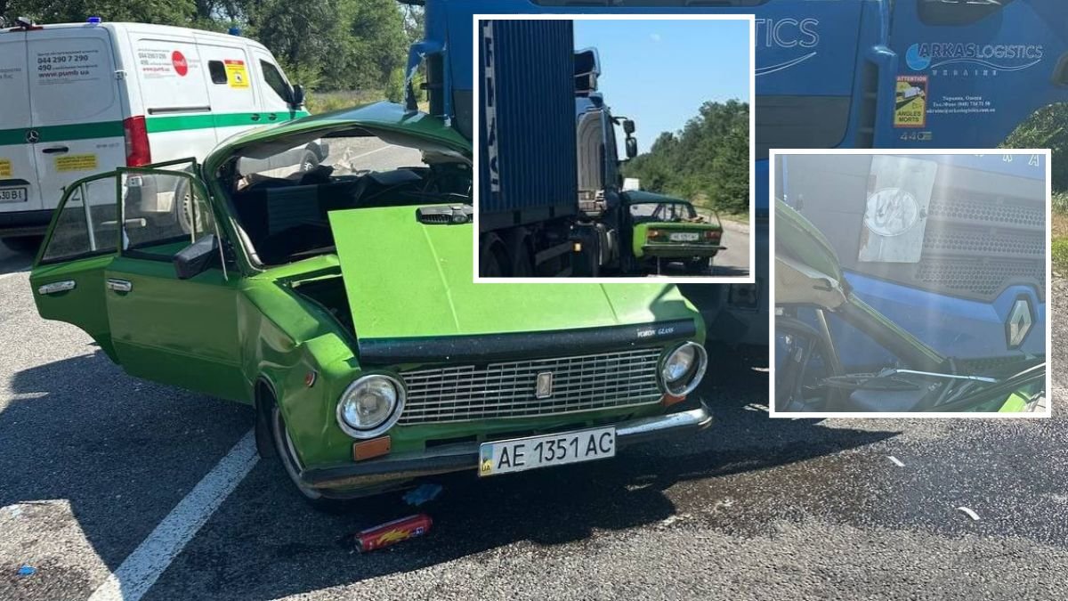 На трассе «Днепр – Кривой Рог» ВАЗ столкнулся с грузовиком Renault: водителя легковушки госпитализировали