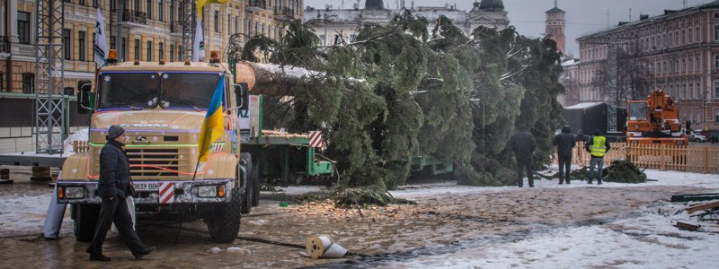 Что-то пошло не так: в Киеве никак не установят главную елку