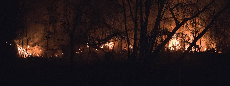 В Голосеевском районе Киева бомжи устроили пожар